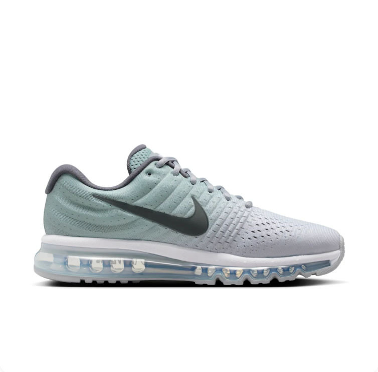 Nike Light Grey and Mint Sneakers with Full-Length Visible Air Sole