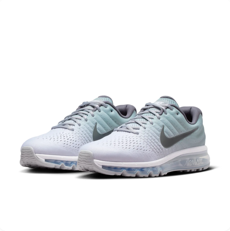 Nike Light Grey and Mint Sneakers with Full-Length Visible Air Sole