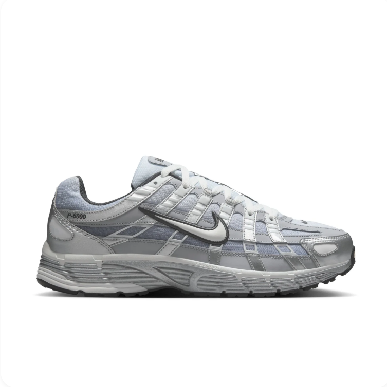 Nike P-6000 Light Grey and Metallic Silver Sneakers