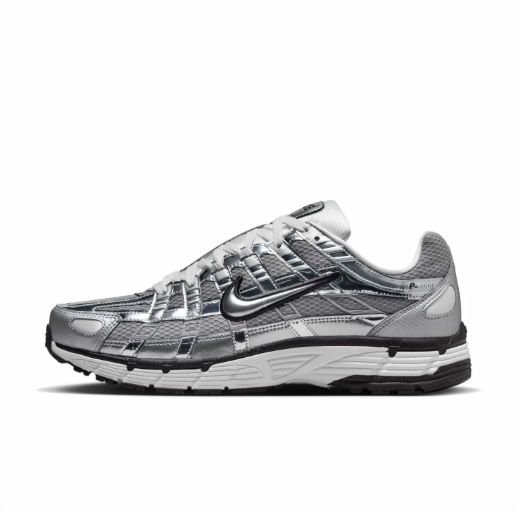 Nike P-6000 Metallic Silver and Grey Sneakers