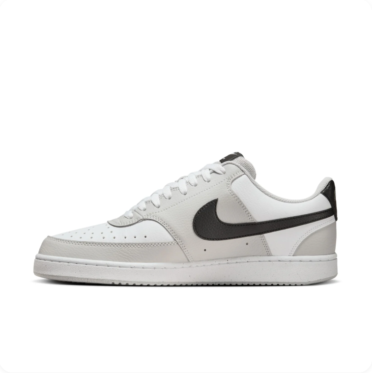 Nike Court Vision White and Light Grey Sneakers with Black Swoosh