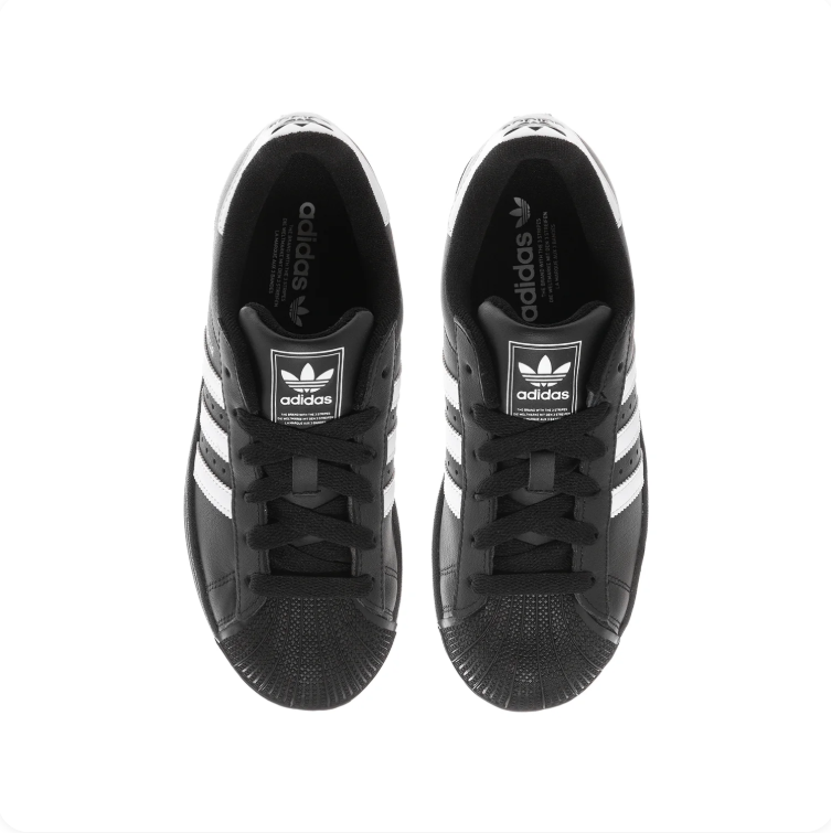 adidas Superstar Black Sneakers with White Stripes