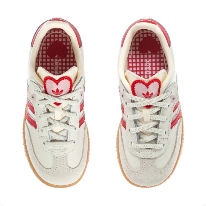 adidas Samba Cream & Red Sneakers | Heart Details & Gum-Colored Sole