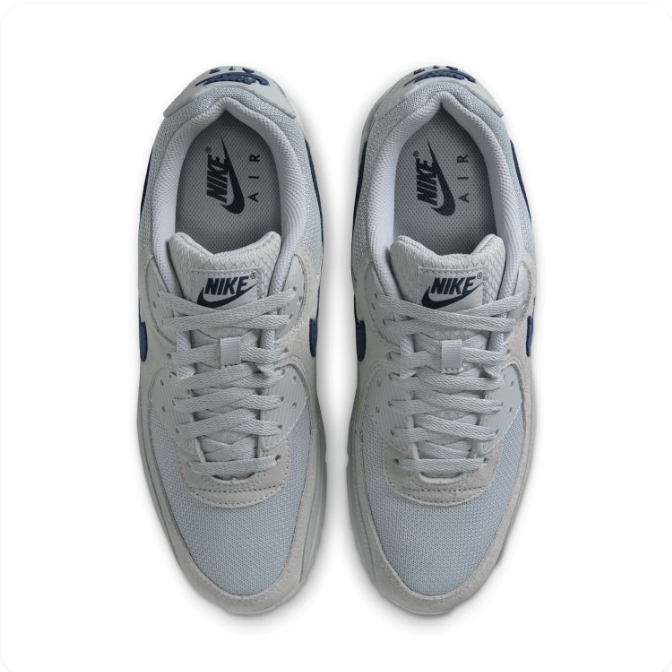 Nike Light Grey & Navy Low-Top Sneakers | Mesh Panels & Visible Air Heel