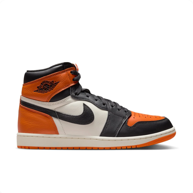 Air Jordan Orange, Black & Cream High-Top Sneakers | Wings Logo