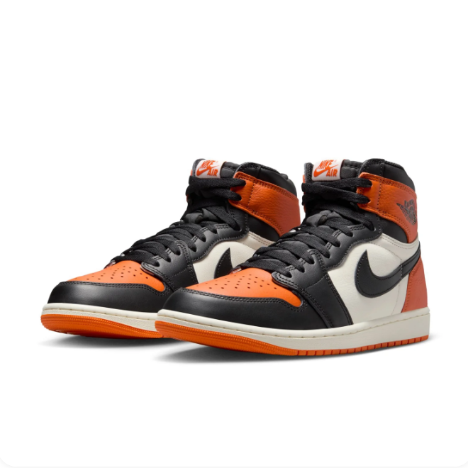 Air Jordan Orange, Black & Cream High-Top Sneakers | Wings Logo