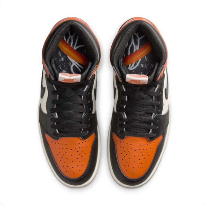 Air Jordan Orange, Black & Cream High-Top Sneakers | Wings Logo