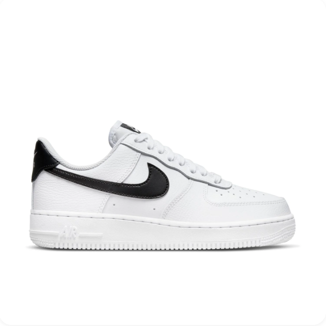 Nike Air Force 1 White & Black Low-Top Sneakers | Black Swoosh