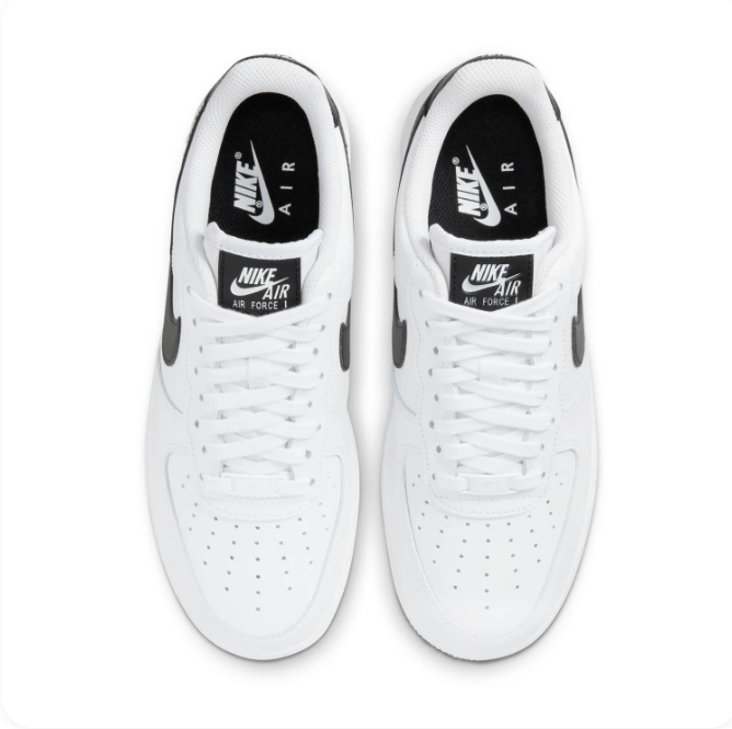 Nike Air Force 1 White & Black Low-Top Sneakers | Black Swoosh