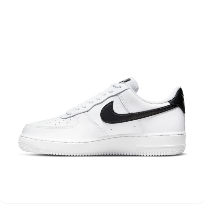 Nike Air Force 1 White & Black Low-Top Sneakers | Black Swoosh