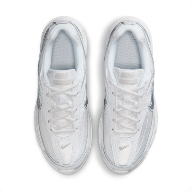 Nike White & Silver Low-Top Sneakers | Mesh Panels & Chunky Sole