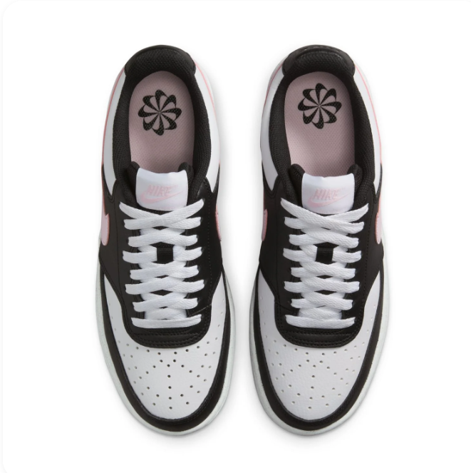 Nike Black & White Low-Top Sneakers | Light Pink Swoosh