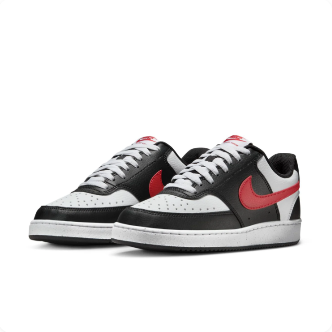 Nike Black & White Low-Top Sneakers | Red Swoosh
