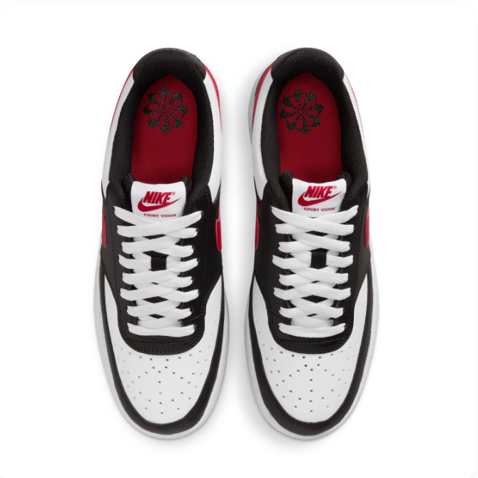 Nike Black & White Low-Top Sneakers | Red Swoosh