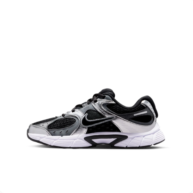 Nike Black & Silver Low-Top Sneakers | Mesh Panels & Sculpted Sole