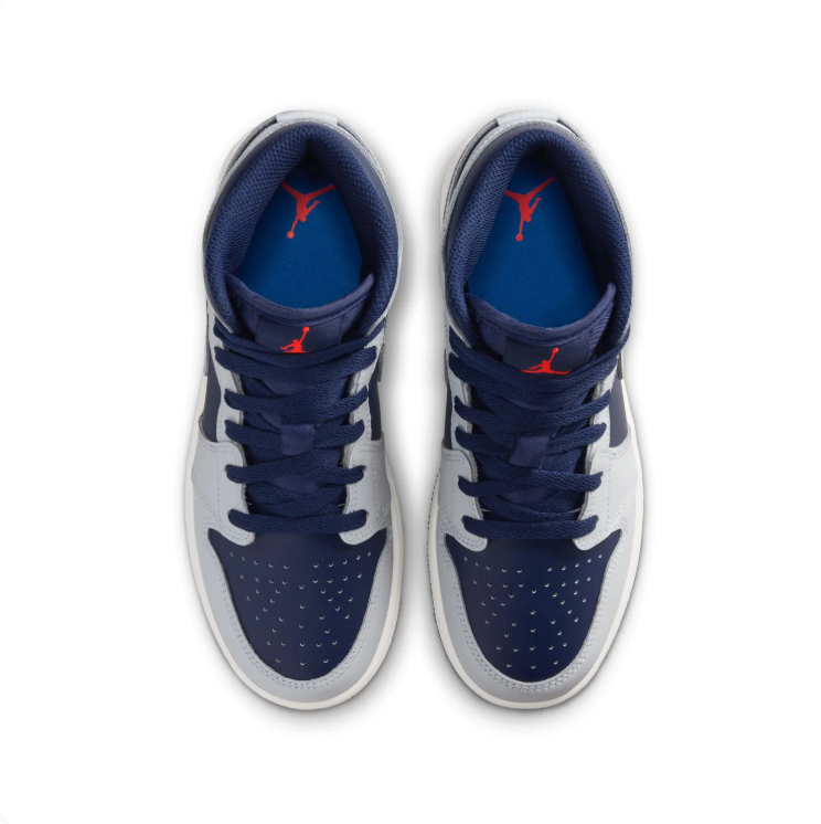 Air Jordan Navy & Light Grey Mid-Top Sneakers | Red Jumpman Details