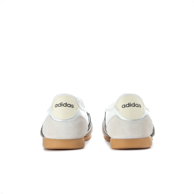adidas White & Black Ballet-Style Sneakers | Cross Straps & Gum-Colored Sole