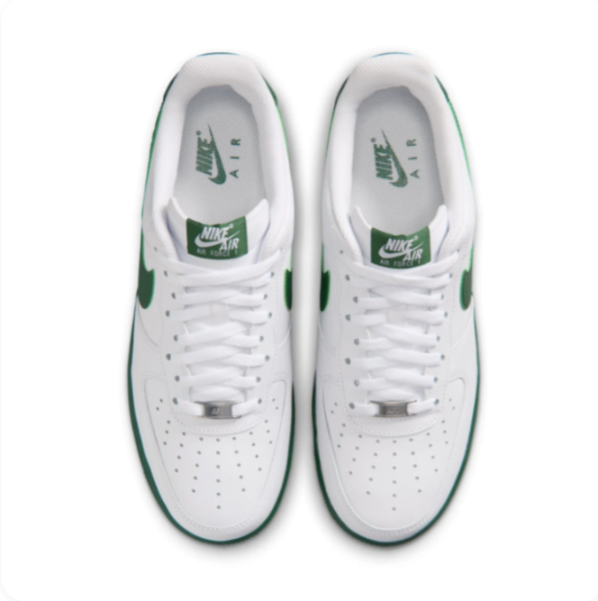 Nike White & Dark Green Low-Top Sneakers | Green Swoosh & Sole