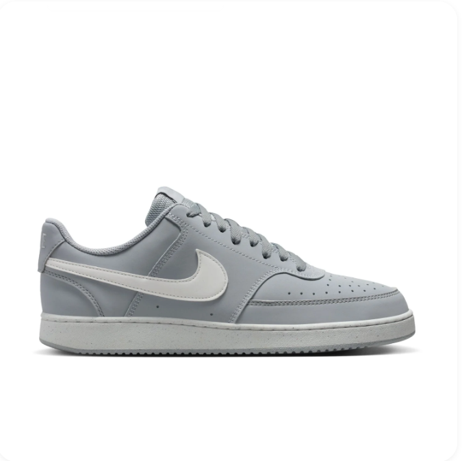 Nike Light Grey Low-Top Sneakers | White Swoosh & Perforated Toe