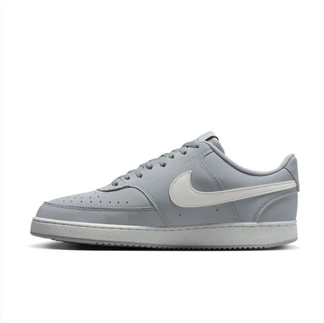 Nike Light Grey Low-Top Sneakers | White Swoosh & Perforated Toe