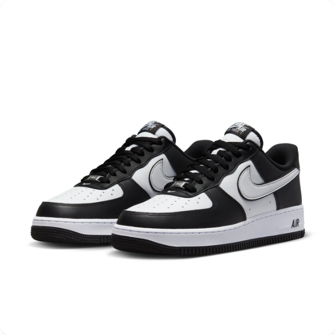 Nike Black & White Low-Top Sneakers | Light Grey Swoosh & Perforated Toe