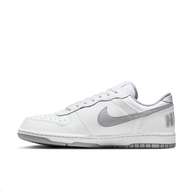 Nike White & Grey Low-Top Sneakers | Grey Swoosh & Bold Heel Lettering