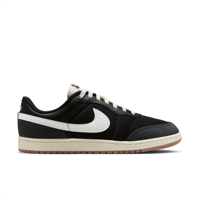 Air Jordan Black & Cream Low-Top Sneakers | White Swoosh & Brown Sole