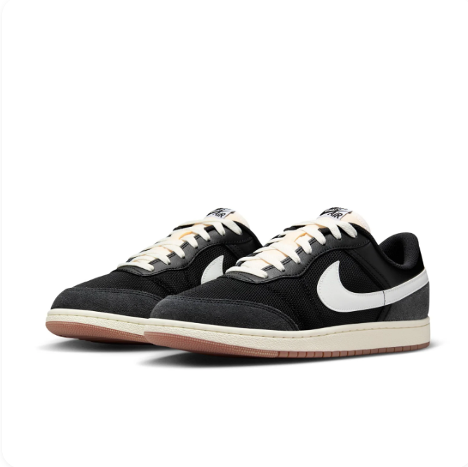 Air Jordan Black & Cream Low-Top Sneakers | White Swoosh & Brown Sole