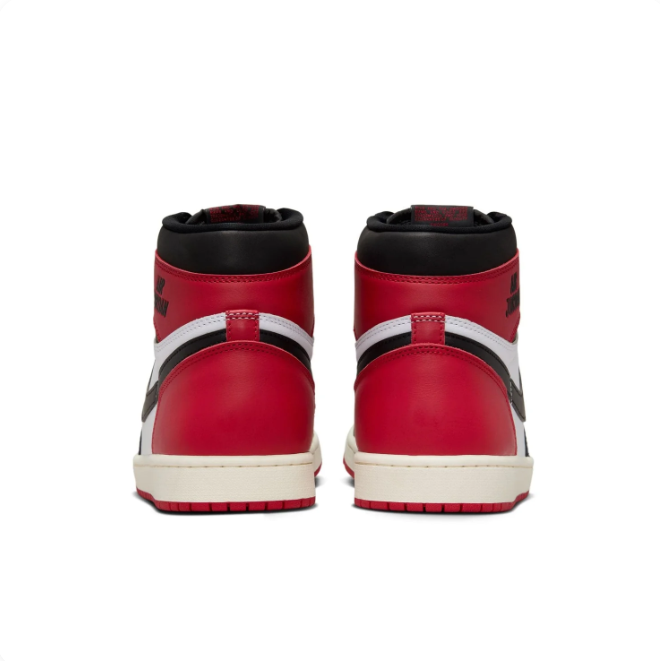 Air Jordan Red, Black & White High-Top Sneakers | Black Swoosh & Red Outsole