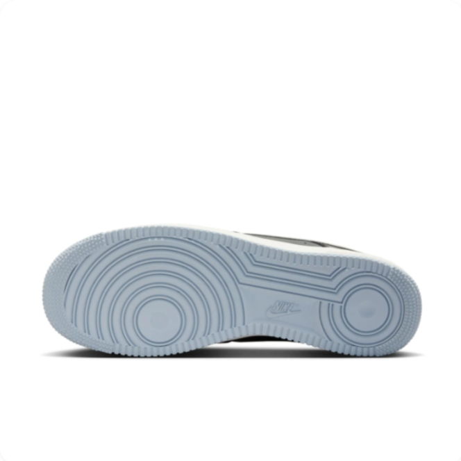 Nike Black & Grey Low-Top Sneakers | Glossy Overlays & Pale Blue Sole