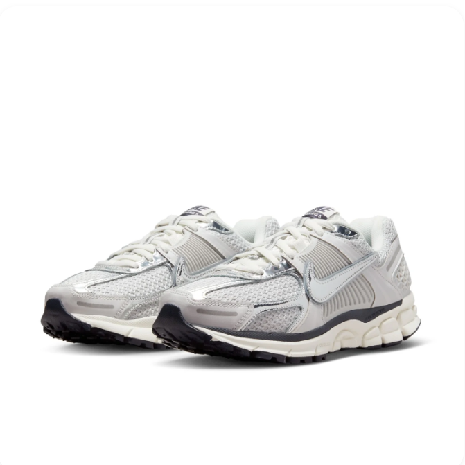 Nike White & Silver Low-Top Sneakers | Ribbed Side Panels & Cream Midsole