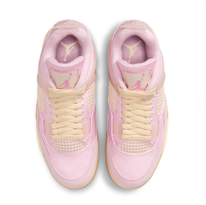 Air Jordan Pastel Pink & Cream Mid-Top Sneakers | Grid Panels & Heel Window