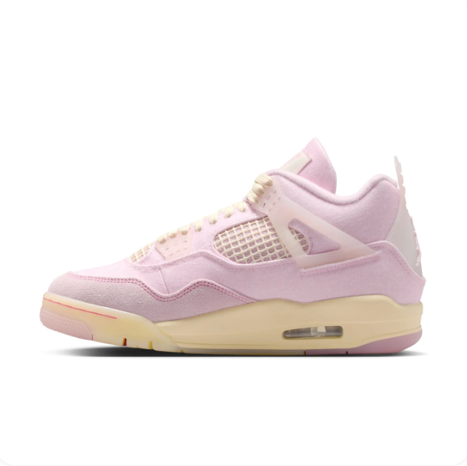 Air Jordan Pastel Pink & Cream Mid-Top Sneakers | Grid Panels & Heel Window