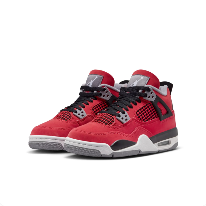 Air Jordan Red & Black Mid-Top Sneakers | Grey Accents & Heel Window