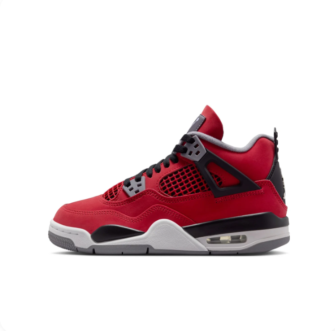 Air Jordan Red & Black Mid-Top Sneakers | Grey Accents & Heel Window