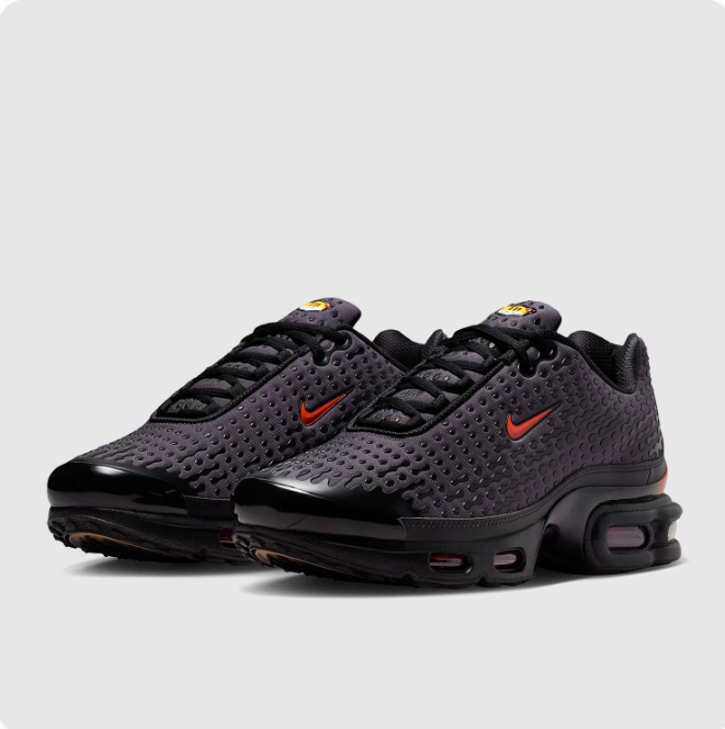 Nike Charcoal & Black Low-Top Sneakers | Orange Swoosh & Textured Upper