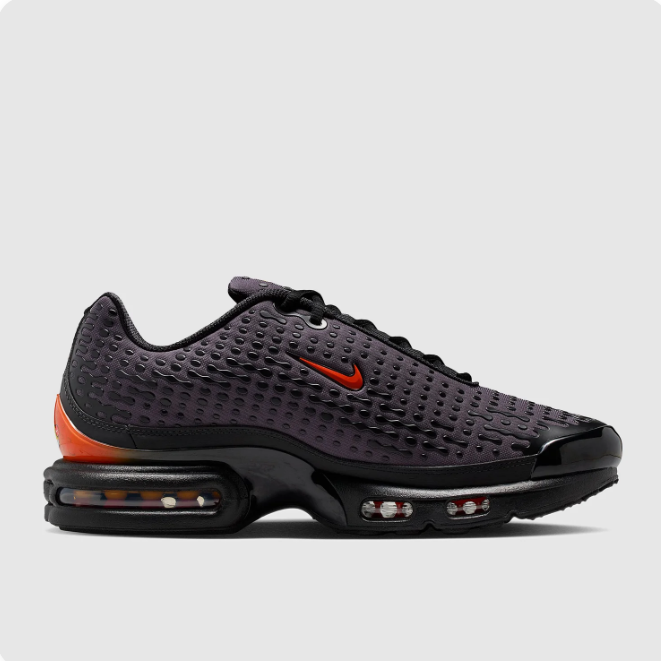 Nike Charcoal & Black Low-Top Sneakers | Orange Swoosh & Textured Upper