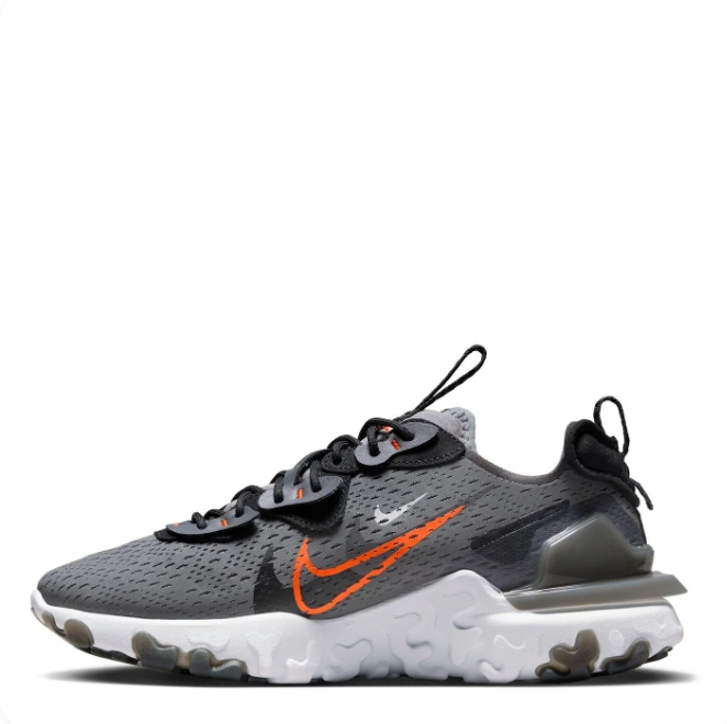 Nike Charcoal & Black Low-Top Sneakers | Orange-Outlined Swoosh & Sculpted White Sole