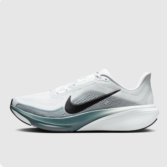 Nike White & Grey Low-Top Sneakers | Black Swoosh & Teal Midsole Accents