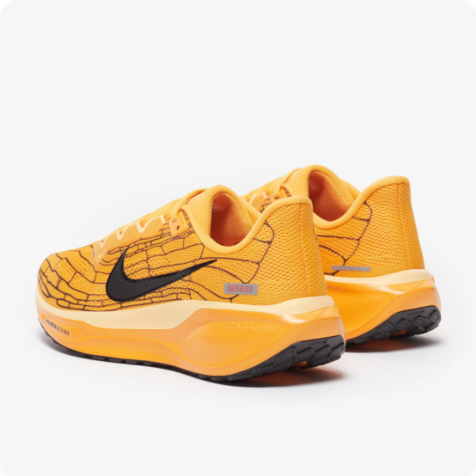 Nike Golden Yellow Low-Top Sneakers | Black Swoosh & Graphic Line Pattern
