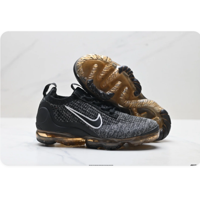 Nike Black and Grey Textured Sneakers with Transparent Air Sole