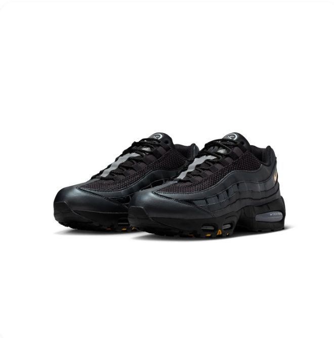 Nike Air Max 95 Black and Grey Sneakers with Yellow Accents