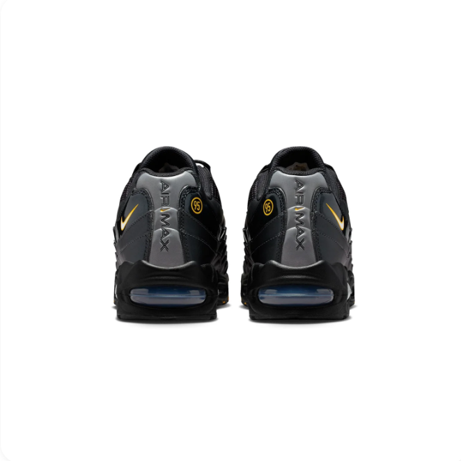 Nike Air Max 95 Black and Grey Sneakers with Yellow Accents